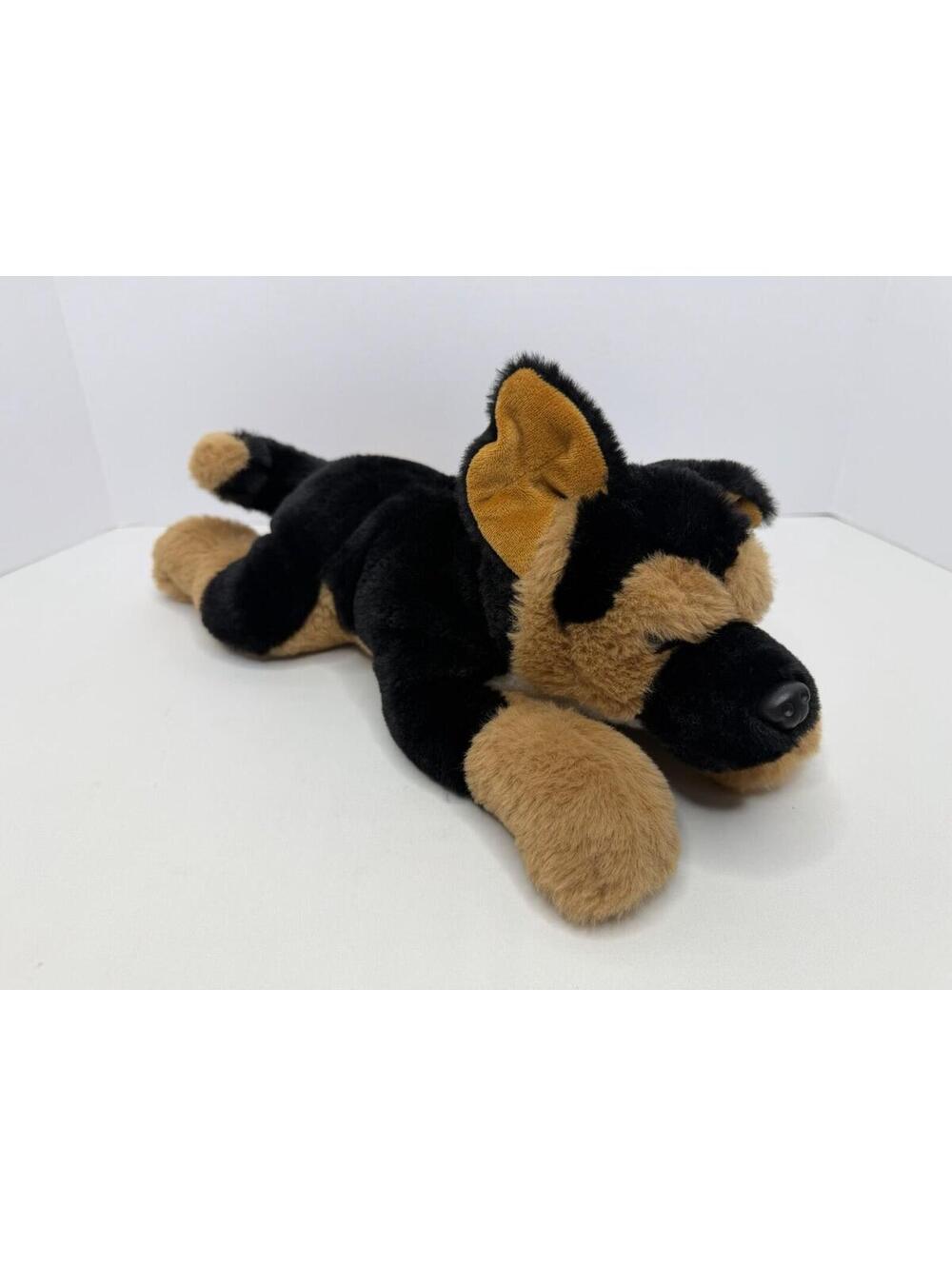 FAO Schwarz German Shepherd Puppy Dog Black & Brown Stuffed 14" Plush P63